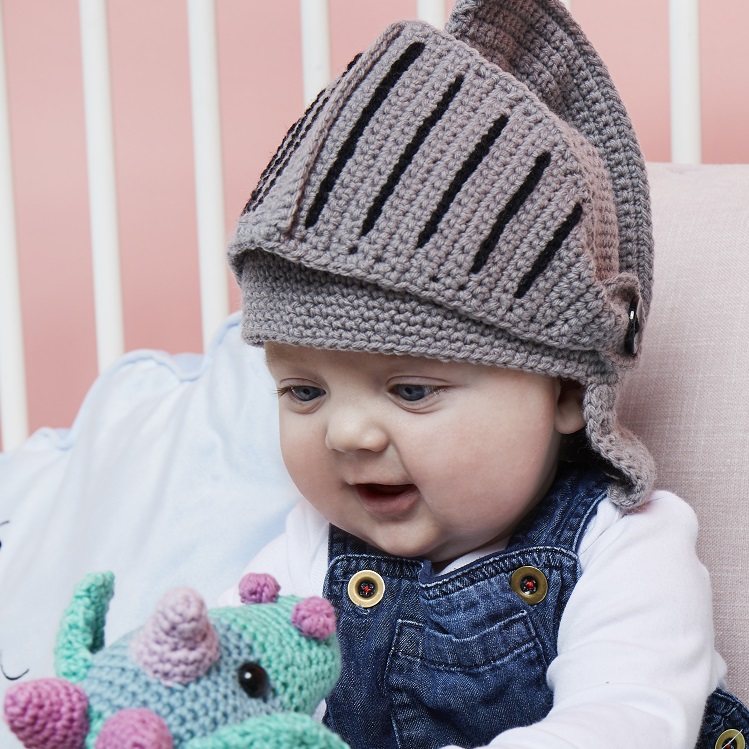 baby crochet hat knights helmet design